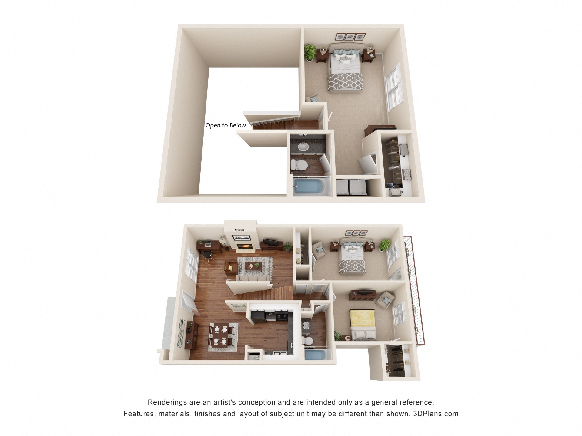 Floor plan for 3 beds, 2 baths, 1333 sqft